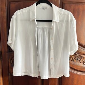 Rose+Olive white cropped shirt- size -M